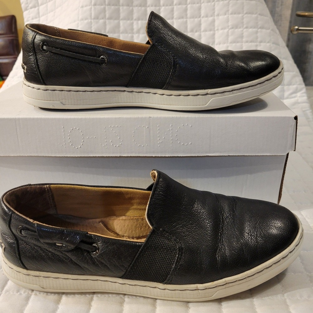 Sperry Top-Sider Women 7M Black Leather Slip On Loafers Sneakers Streetwear Chic - Picture 2 of 7